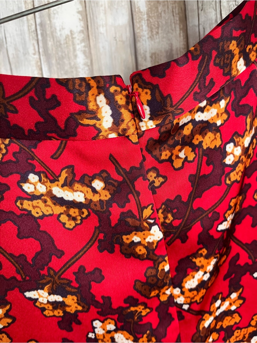 NWT Ann Taylor Red Floral A-Line Midi Skirt Fall Autumn Size 0 - Picture 5 of 6